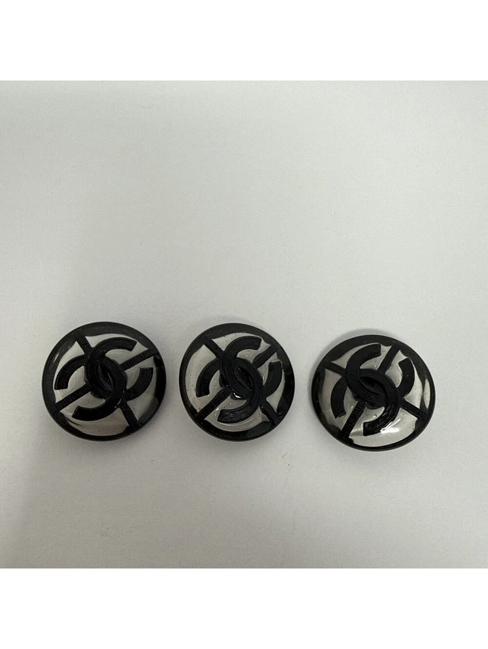 3X CHANEL 100% Authentic Black  Metal CC Logo Button